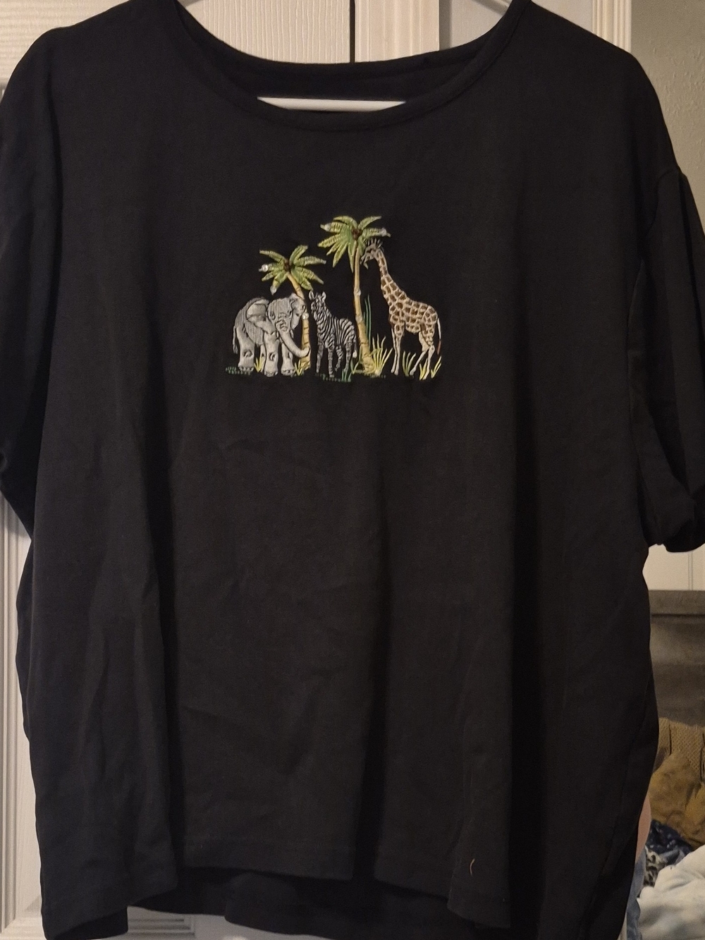 Black Womens Safari Animal Graphic Tee